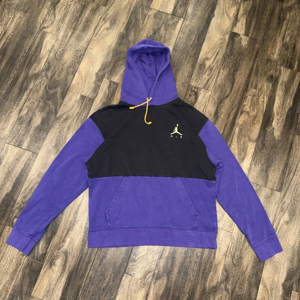 Vintage Air Jordan Colorblock Fleece Purple Hoodie Jumpman Men's Size‎ M